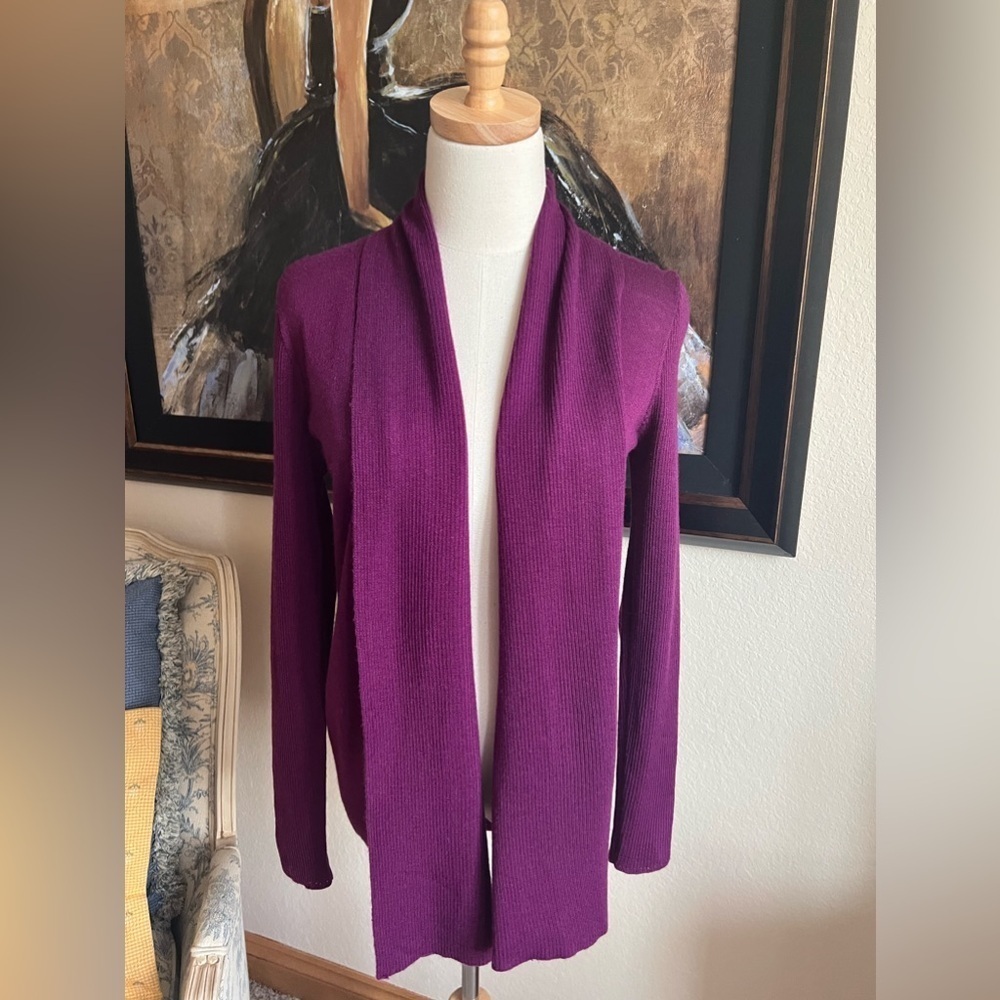 Donna Karen Plum Shawl Collar Cardigan Size XS/S